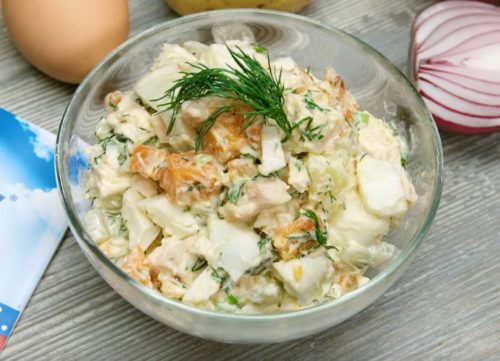 Рецепт Оливье с копченой куриной грудкой