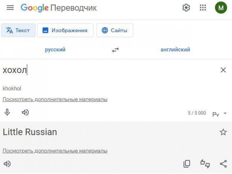 Google-переводчик считал "хохлов" маленькими русскими на трех языках